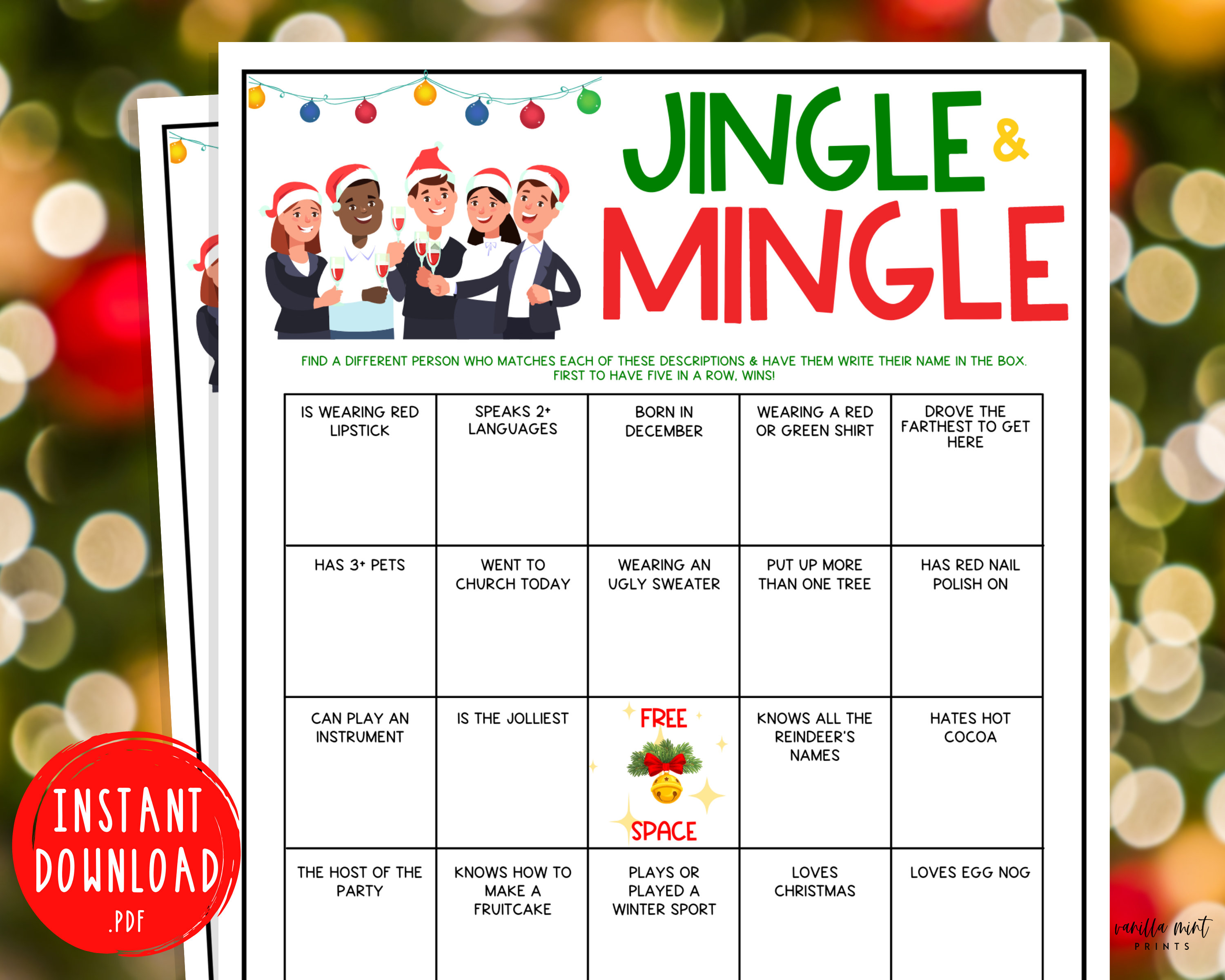 Holiday Office Party Jingle & Mingle Game Find Someone Who - Etsy.de