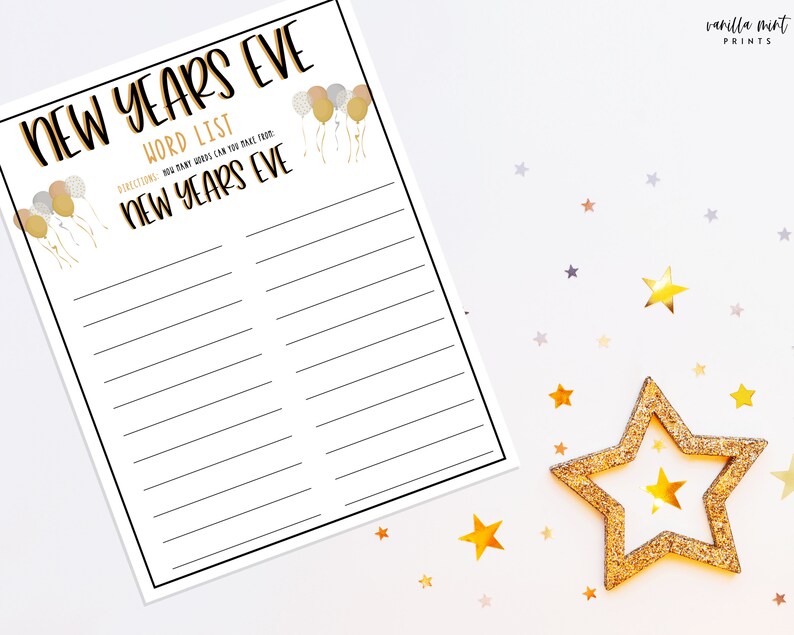 Top 10 new years eve party decor ideas for 2019 New Years Eve Word List Game New Years Games New Years Eve | Etsy