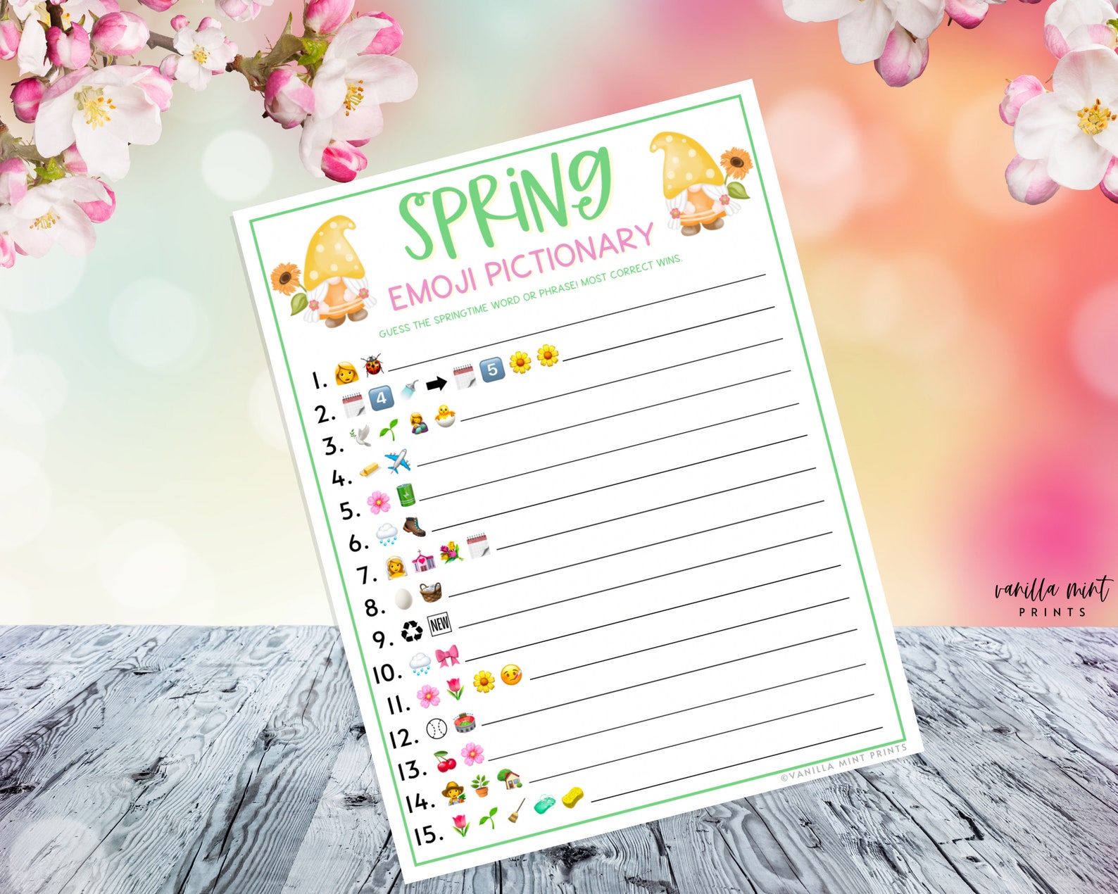 Spring Emoji Pictionary Game Printable Springtime Games Etsy België