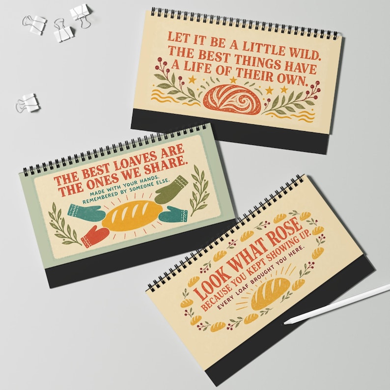 Custom Sourdough Gifts, Daily Motivational Kitchen Decor Desk Calendar, Unique Gift for Sourdough Baker, Breadmaker Gift Positive Quotes image 9