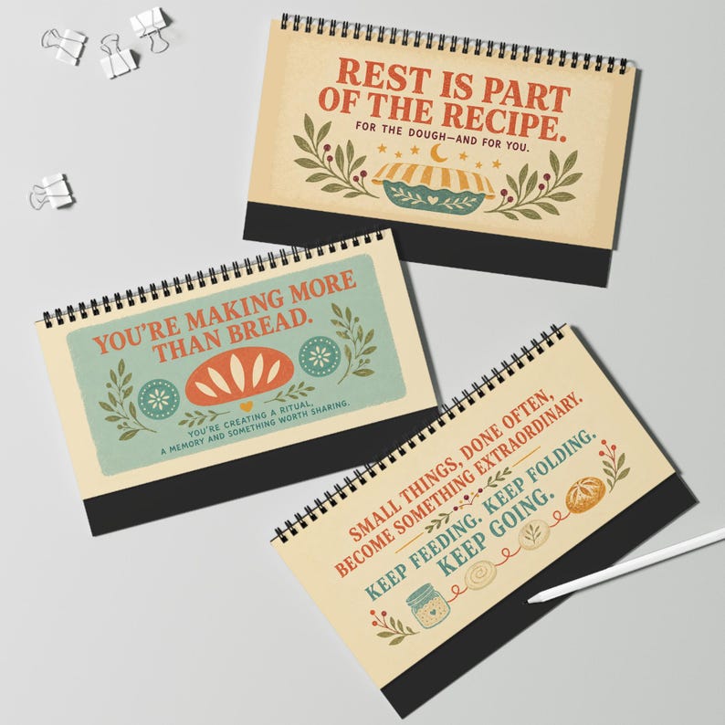 Custom Sourdough Gifts, Daily Motivational Kitchen Decor Desk Calendar, Unique Gift for Sourdough Baker, Breadmaker Gift Positive Quotes image 8