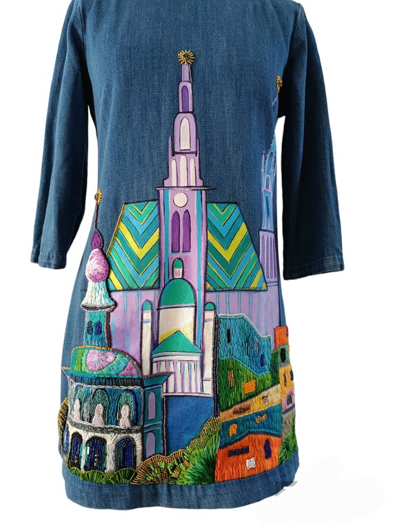 embroidery casual denim dress loveimgs Women Summer Floral Embroidery Puff Sleeve Short Ruffle A Line Denim Dress Babydoll Flowy Jean Mini Dress Daisy (X-Small,Blue) at Amazon Women's Clothing store