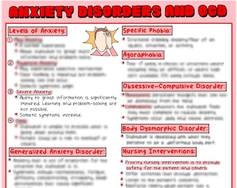 Anxiety and OCD Psychiatric/Mental Health Nursing Study Guide