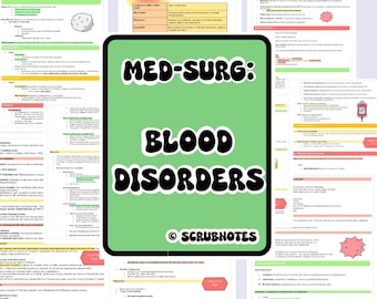 Med-Surg Blood Disorders and Cancers, Nursing Study Guide Notes