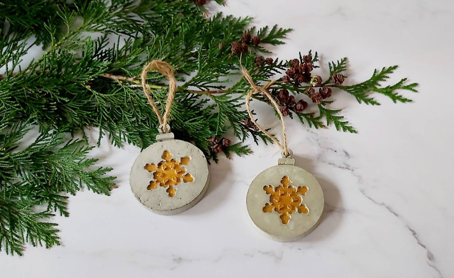 Set of 2 Concrete Christmas ornaments // Christmas tree Etsy