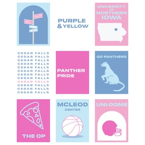 University of Northern Iowa prints - set of 9