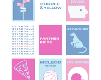 University of Northern Iowa prints - set of 9