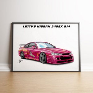 The Fast and the Furious car art poster: LETTY'S NISSAN 240SX S14 Christmas Gift