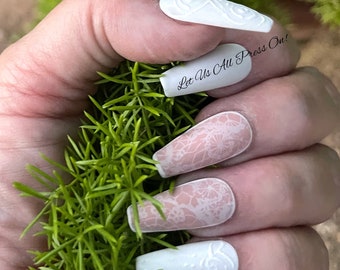 White Lace and Roses Press On Nails