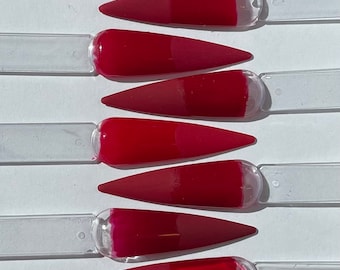 Red One Solid Color Press On Nails-Handpainted-Gel Polish-Matte-Glossy-Custom Shapes-Luxury-Reuseable-Fake Nails-Glue On Nails-Quality Nails