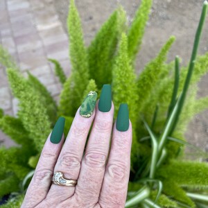 New Green Marble Accent Press On Nails image 4