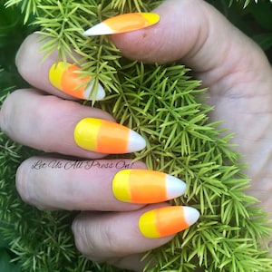 Halloween Candy Corn Press On Nails