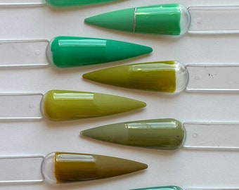 Green One Solid Color Press On Nails-Handpainted-Gel-Matte-Glossy-Fake Nails-Glue On Nails-Custom Shapes-Premium Quality-Luxury-Reusable