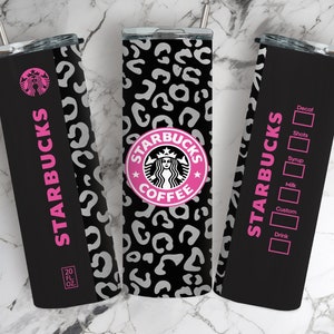 Starbucks 20 oz Skinny Tumbler Sublimation Design Template, Straight and Warped Design Leopard Pattern PNG tumblers, PNG Digital Download