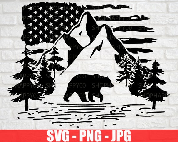 Download Mountain SVG Camping svg Flag svg Bear SVG Hunting SVG | Etsy