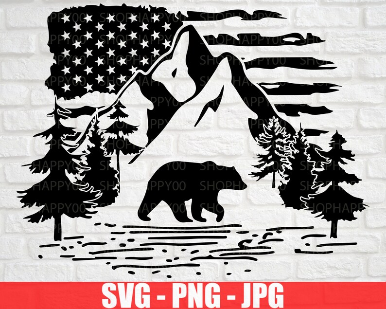 Download Mountain SVG Camping svg Flag svg Bear SVG Hunting SVG | Etsy