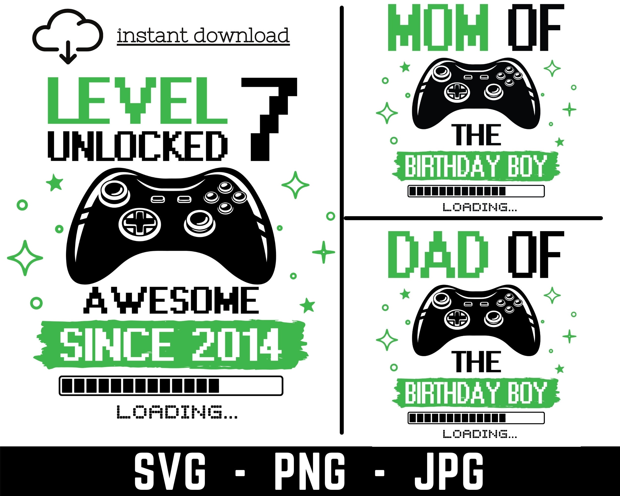 Level 7 Unlocked svg 7th Birthday Boy Gamer 7 years Old Etsy