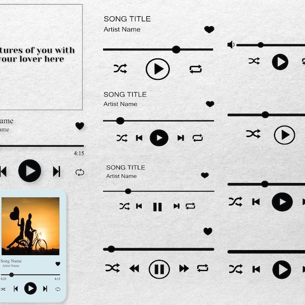 Spotify Glass Art svg, Spotify Song Glass Template, Music Player Bundle svg, Valentinstag svg, Valentinstag svg, Cutting Files Für Cricut