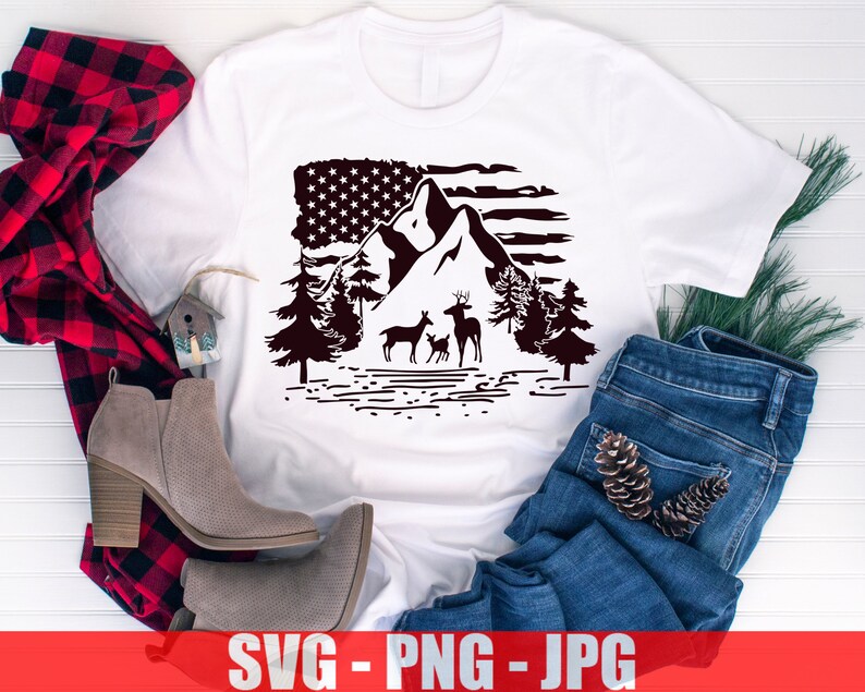 Download Mountain SVG Camping svg Flag svg Deer SVG Hunting SVG | Etsy