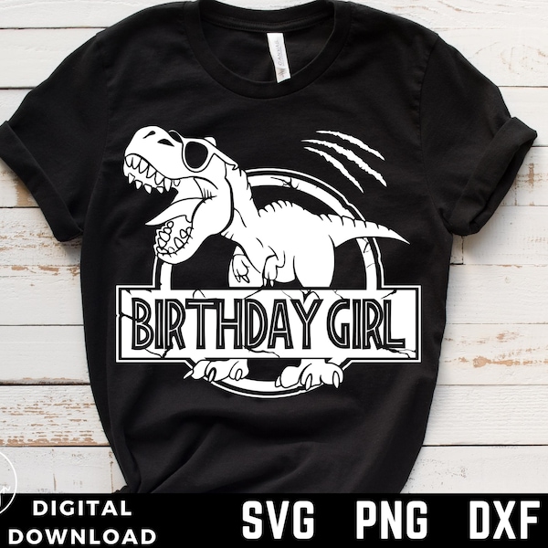 Dinosaur Birthday Girl Svg, Kids Dinosaur Birthday Shirt T-rex Design Girl Svg, Birthday Saurus Svg, Dxf, Png, Cricut Digital Downloads