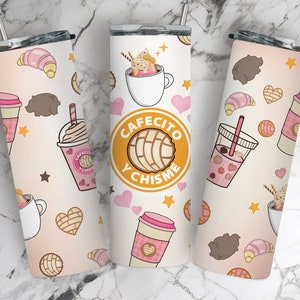 Cafecito Y Chisme Tumbler, Mexican Concha Tumbler 20 oz Skinny Tumbler Sublimation, Pan Dulce Tumbler, Coffee and Gossip Digital Download