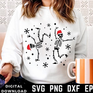 Christmas Dancing Skeleton SVG PNG, Santa Skeleton Svg, Christmas Shirt Svg, Funny Christmas Svg, Christmas Jumper Svg, Svg Files For Cricut