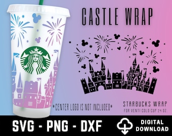 Disney Castle Fireworks Starbucks Cold Cup