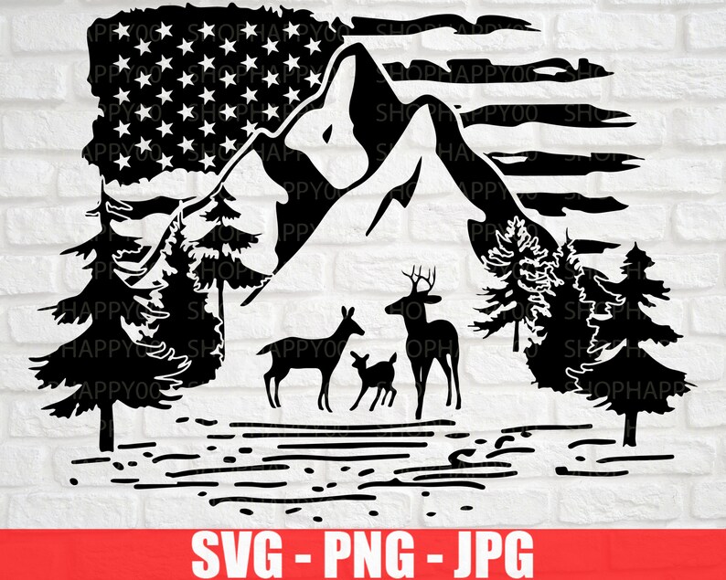 Download Mountain SVG Camping svg Flag svg Deer SVG Hunting SVG | Etsy