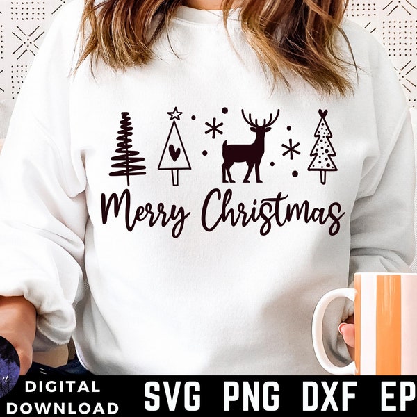 Merry Christmas SVG PNG DXF, Christmas Tree Svg, Christmas Gift Svg, Christmas Svg, Christmas Jumper Svg, Winter Svg, Christmas Shirt Svg