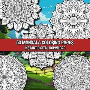50  Beautiful Mandala Coloring Pages, Printable Coloring Pages, Adult Coloring Pages, Mandalas, Printable Coloring Sheets, Stress Relieve