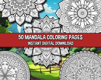 50 Mandala Coloring Pages, Relaxing Art Therapy (PDF)
