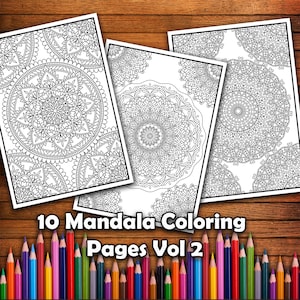 Mandala Coloring Pages for Adults Vol. 2 - Instant PDF Download, Coloring Book, Coloring Pages, Adult Coloring Book, Printable, A4