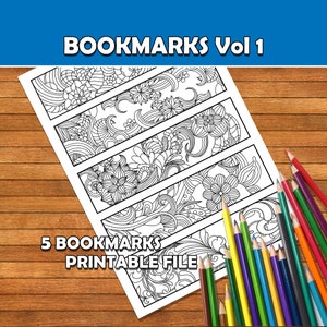 Printable coloring bookmarks, printable PDF, adult coloring pages, floral mandala bookmarks