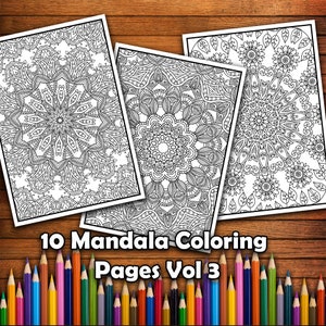 Mandala Coloring Pages for Adults Vol. 3 - Instant PDF Download, Coloring Book, Coloring Pages, Adult Coloring Book, Printable, A4