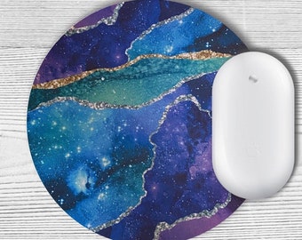 Mouse Pad Celestial Pattern Office Gift Mouse Mat Galaxy Agate Printed Design, Optional Coaster, Office Gift Mousemat set by Grace and Fred