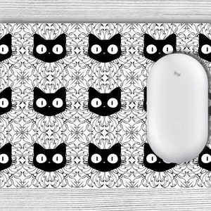 Cat mousepad, Cat Illustration, Cats Cute Pattern Mouse Mat, Round or Rectangle Desk Mouse Pad, Office Accessories, Custom PC Computer Gift