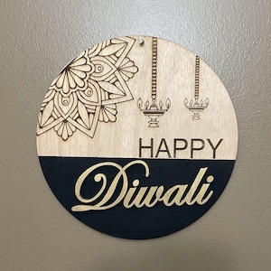 Diwali decoration, Hanging Sign, Gold Painted Diwali Decor, Wooden Diwali Door Decor, Diwali Wall Hanging, Custom Diwali Hanging Sign