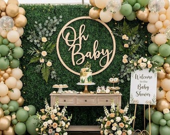 Oh Baby träskylt, björkplywood, babyshowerdekoration