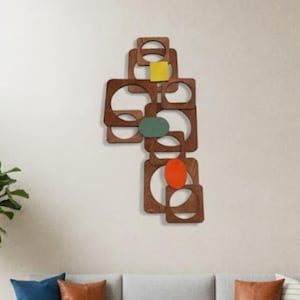 Mid-Century Modern Wood Tile Wall Art, DIY Geometric Decor Kit