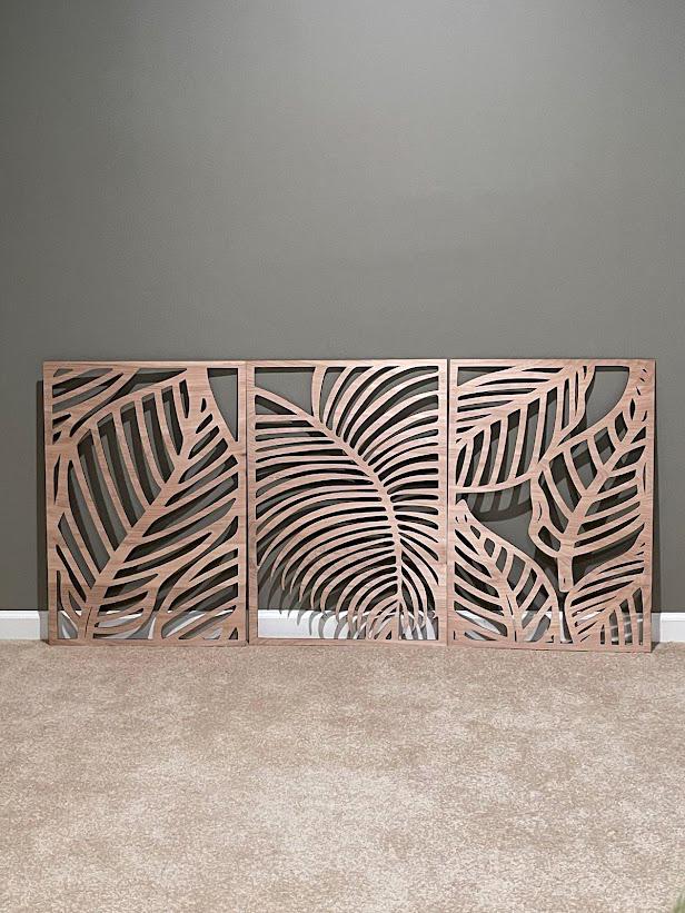 Leaves Wood Wall Decor, Tropical Wall Panel, Wooden Wall