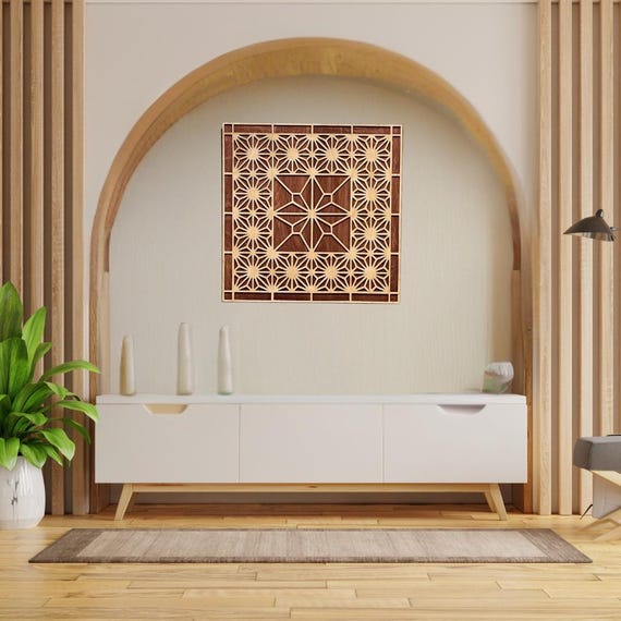 Japanese Kumiko Mandala Wall Art, Modern and Traditional Elegant