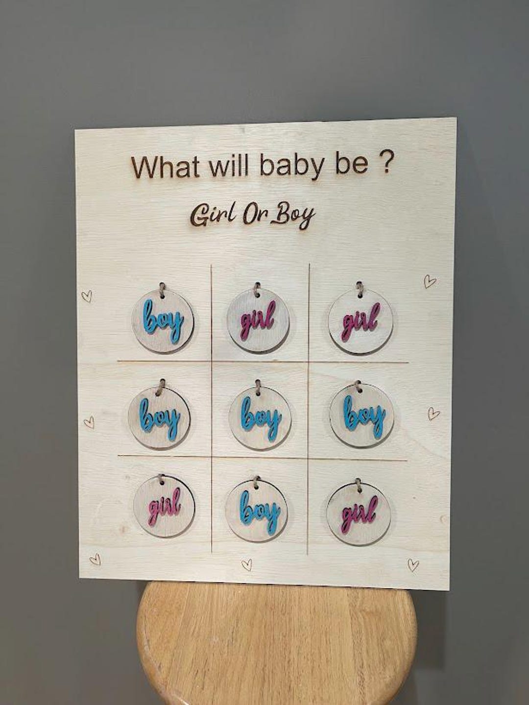 Tic Tac Toe Gender Reveal Board