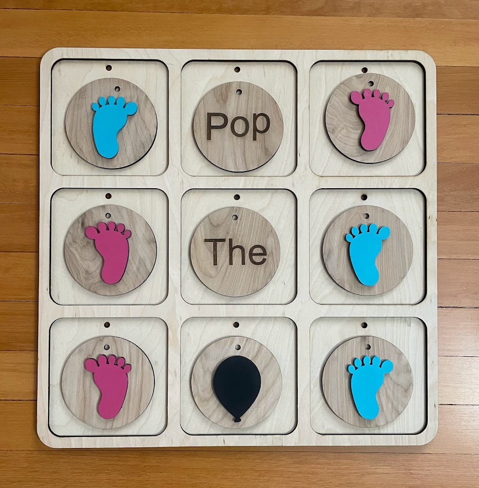 Gender Reveal Tic Tac Toe Board Game Rustic Wooden Gender Reveal