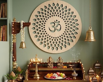 OM Wooden Wall Art – Spiritual Hindu Symbol Wood Wall Decor