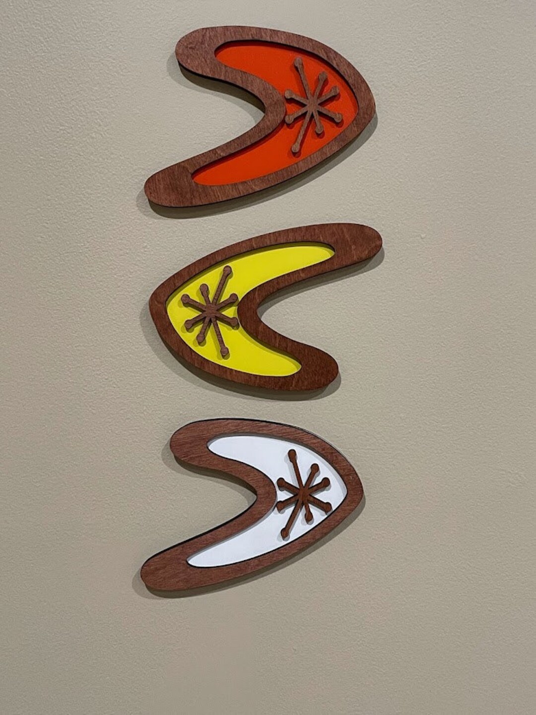 Mid Century Starburst Wall Art Set Atomic Art Midcentury Etsy