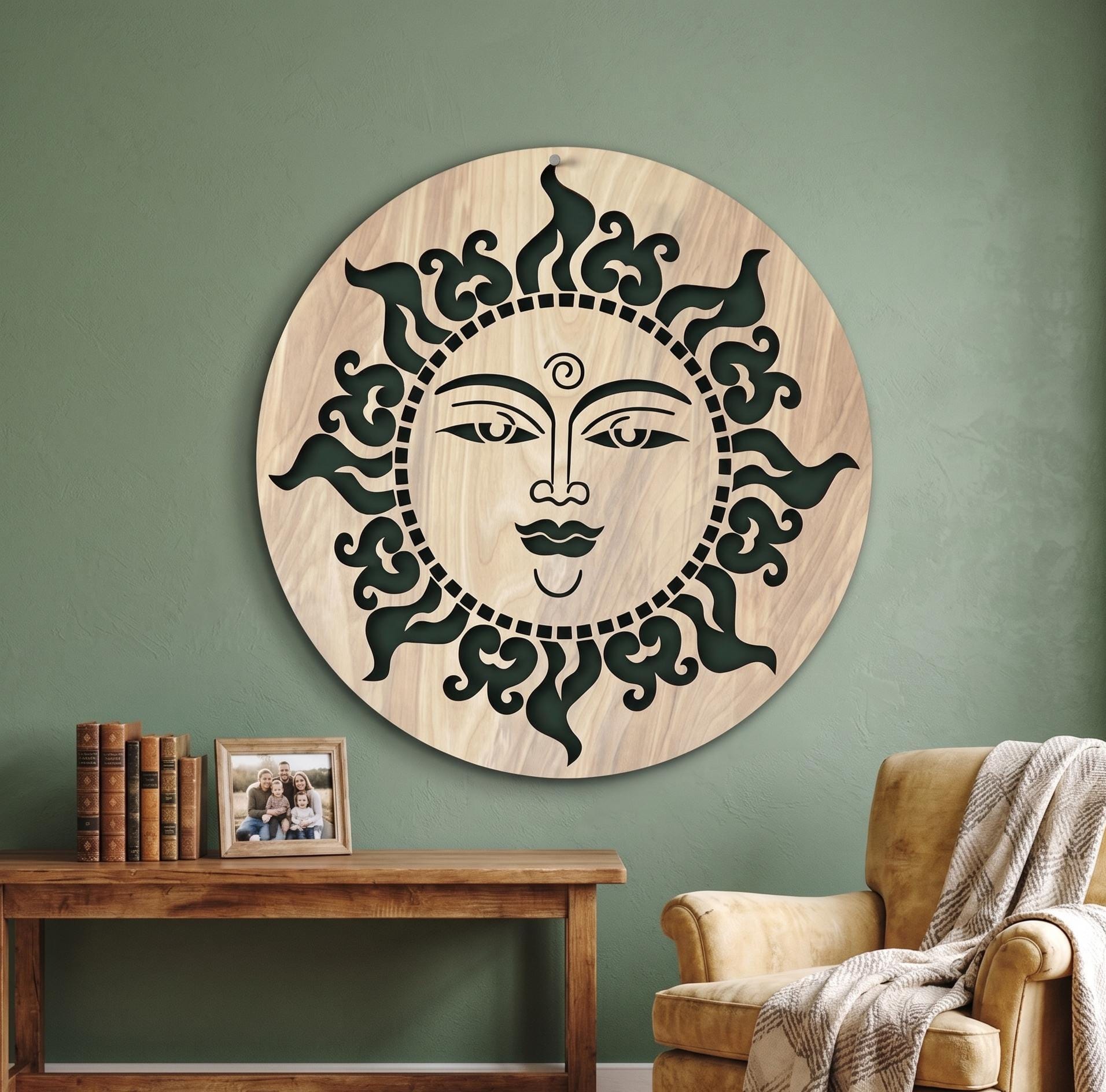 Wooden Sun and Moon Wall Art, Traditional Sri Lankan Design - Etsy