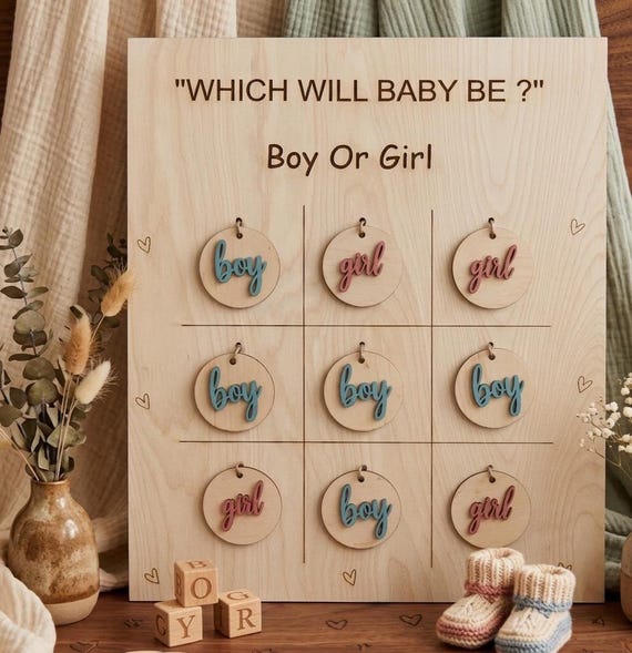 Kit Giochi Per Gender Reveal - Poster Con Votazione E 36 Adesivi A Forma Di Orso - Per Feste Di Annuncio Nascita