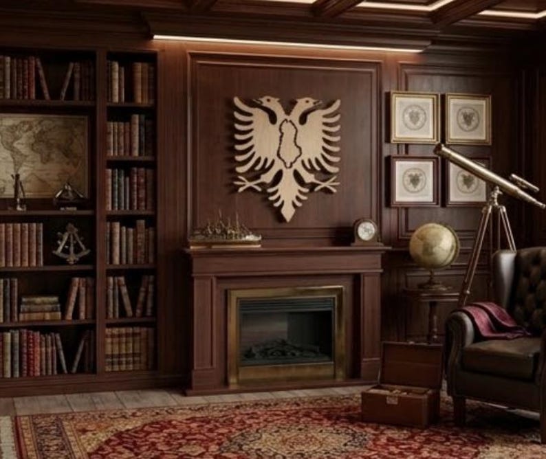 Albanian Double-headed Eagle Wooden Wall Art –heritage Decor, Eagle ...