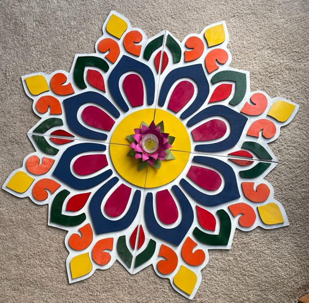 Diwali Wooden Rangoli, Wedding Rangoli Art, Traditional Rangoli Mat ...