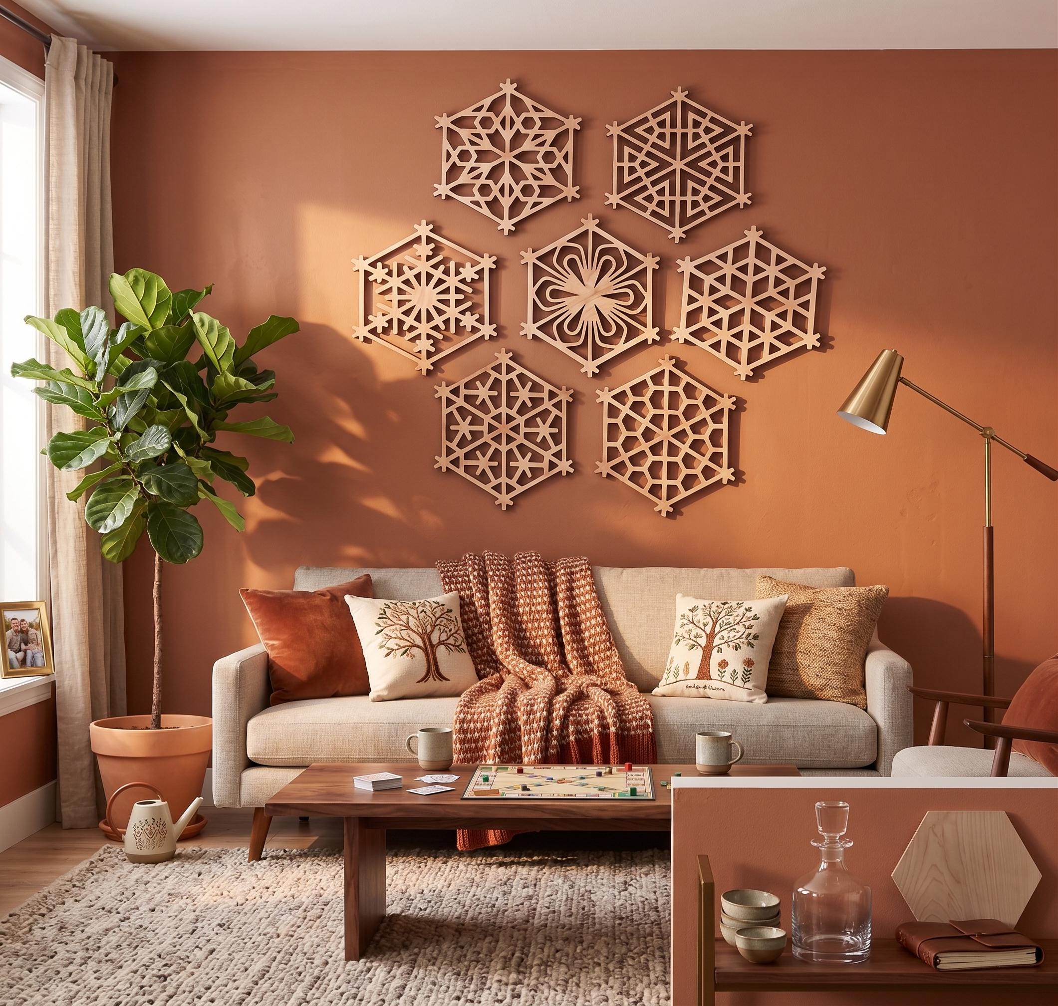 Traditional Kumiko Wooden Wall Art, Geometric Japanese Decor